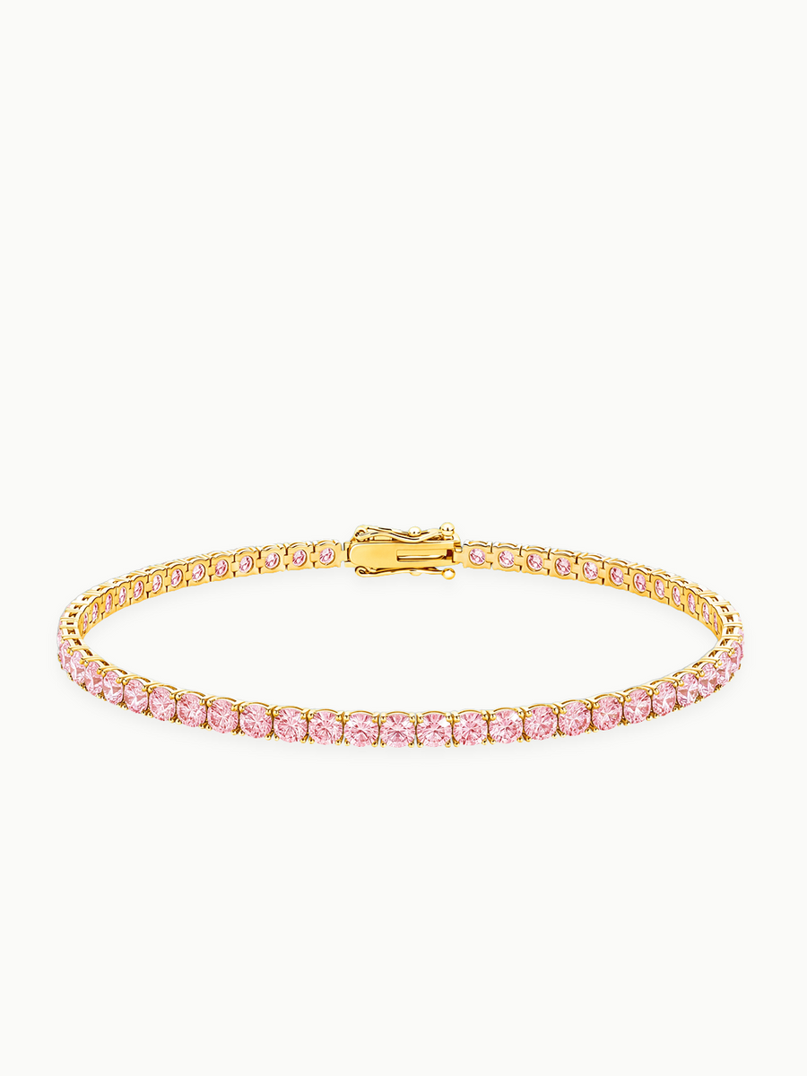 Fancy Pink 3mm (5.50 ctw) Round 4-Prong Lab Grown Diamond Tennis Bracelet