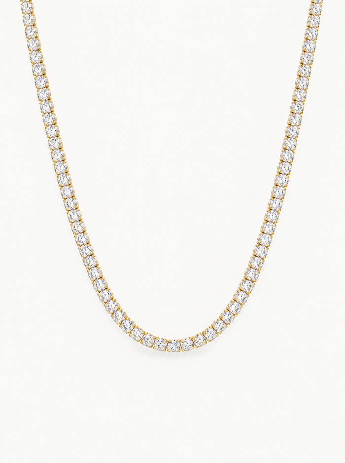 3mm (14.30-19.50 ctw) Round 4-Prong Lab Grown Diamond Tennis Necklace