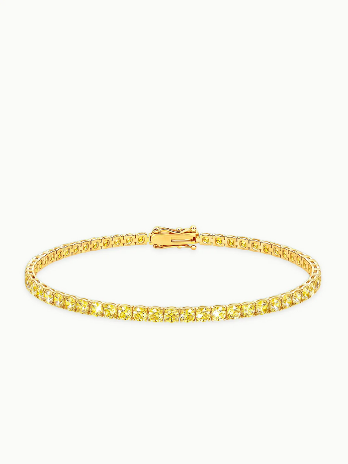Fancy Yellow 3mm (5.50 ctw) Round 4-Prong Lab Grown Diamond Tennis Bracelet
