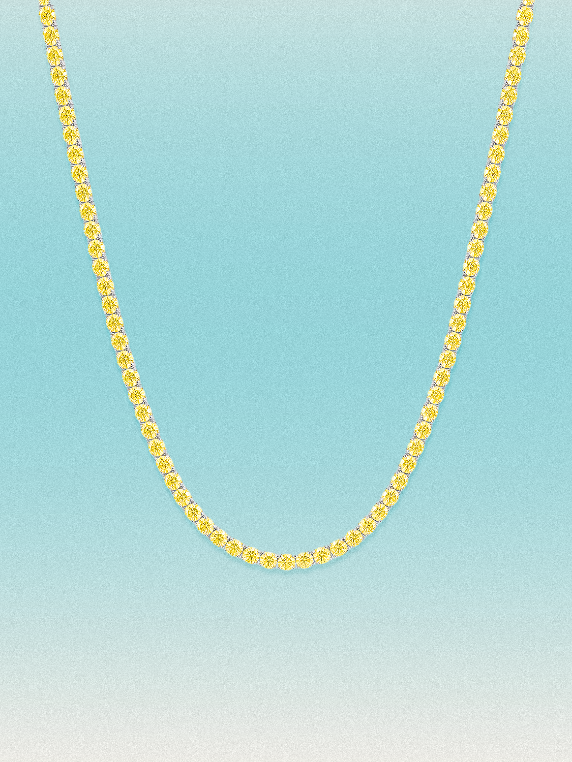Fancy Yellow 3mm (14.30-19.50 ctw) Round 4-Prong Lab Grown Diamond Tennis Necklace