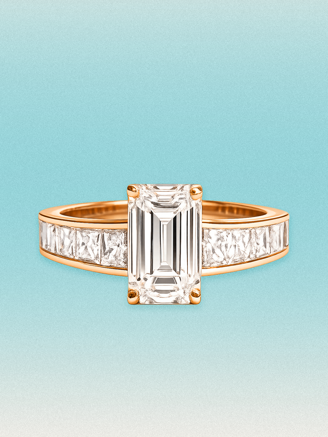 4.00 ctw Emerald Channel Set Lab Grown Diamond Engagement Ring