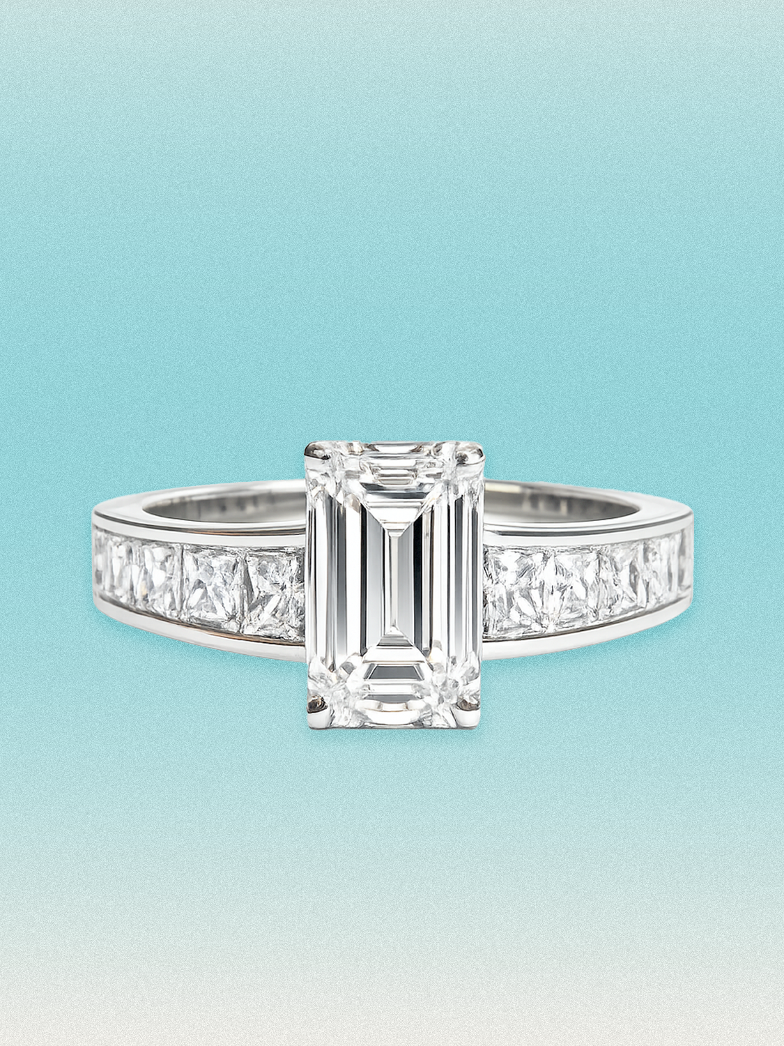 4.00 ctw Emerald Channel Set Lab Grown Diamond Engagement Ring