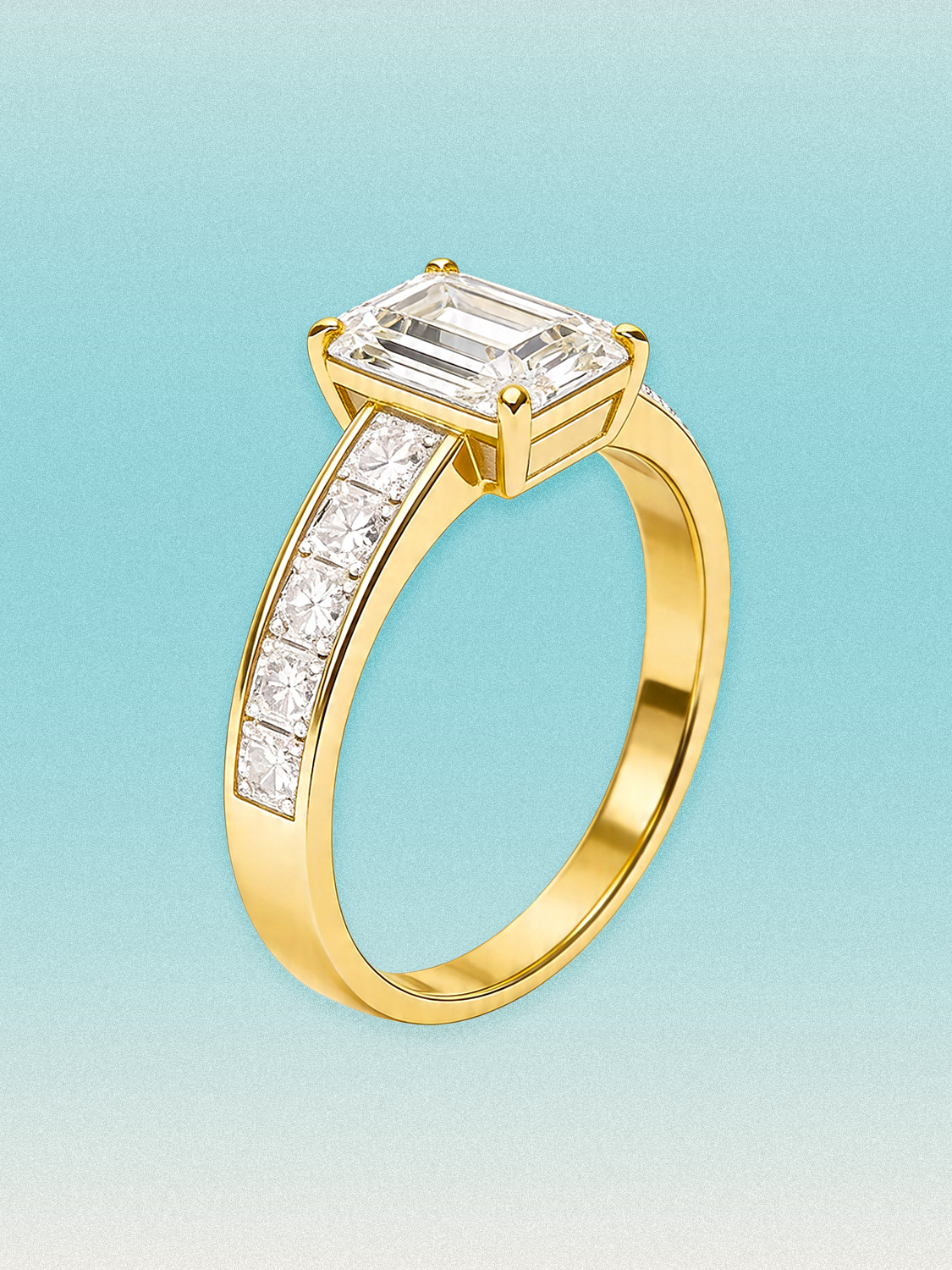 4.00 ctw Emerald Channel Set Lab Grown Diamond Engagement Ring