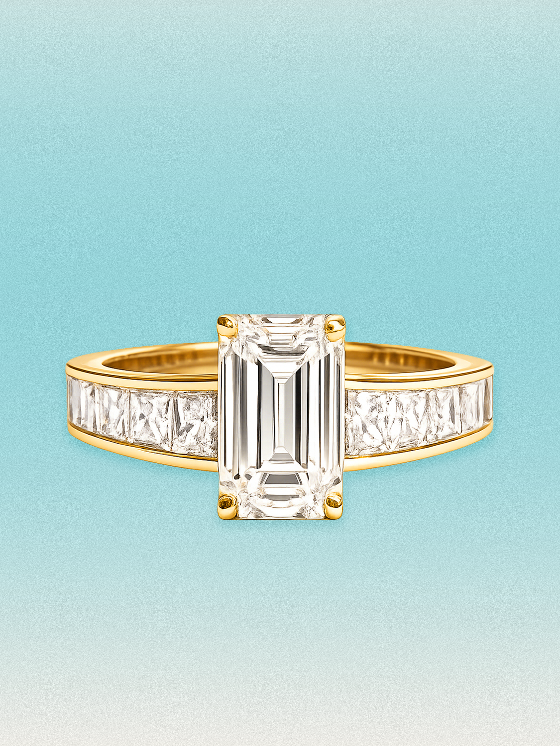 4.00 ctw Emerald Channel Set Lab Grown Diamond Engagement Ring