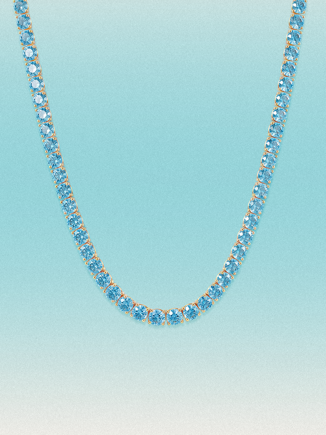 Fancy Blue 4.25mm (27.60-37.80 ctw) Round 4-Prong Lab Grown Diamond Tennis Necklace