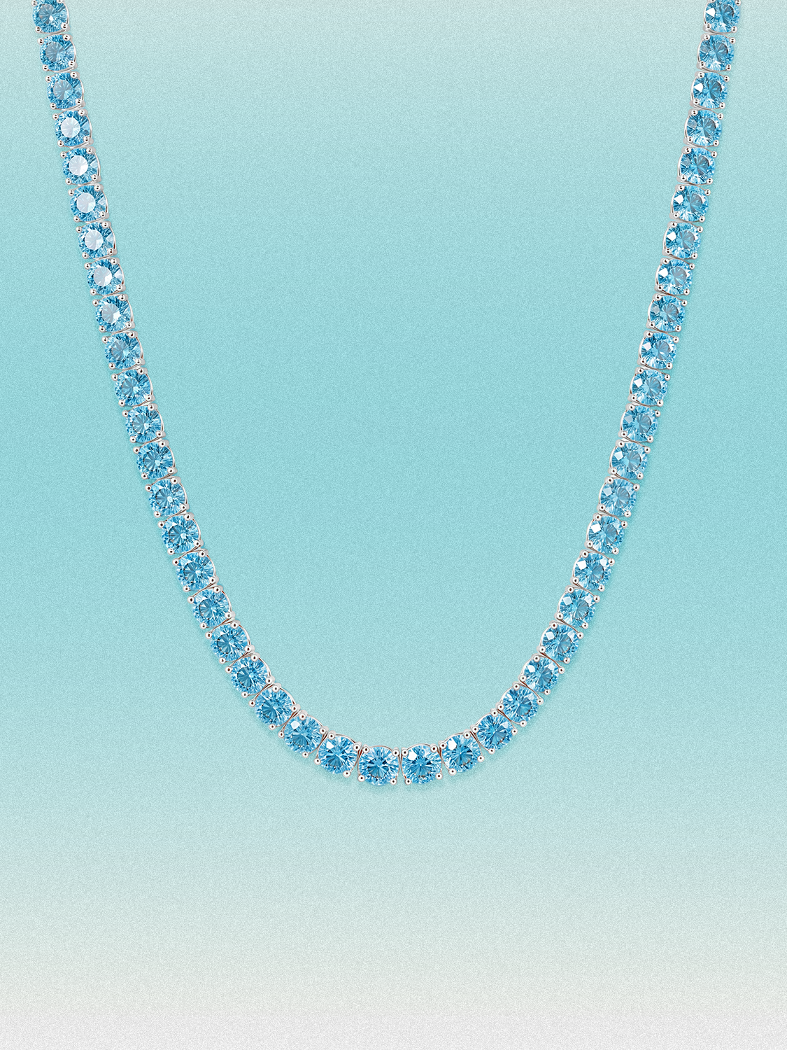 Fancy Blue 4.25mm (27.60-37.80 ctw) Round 4-Prong Lab Grown Diamond Tennis Necklace