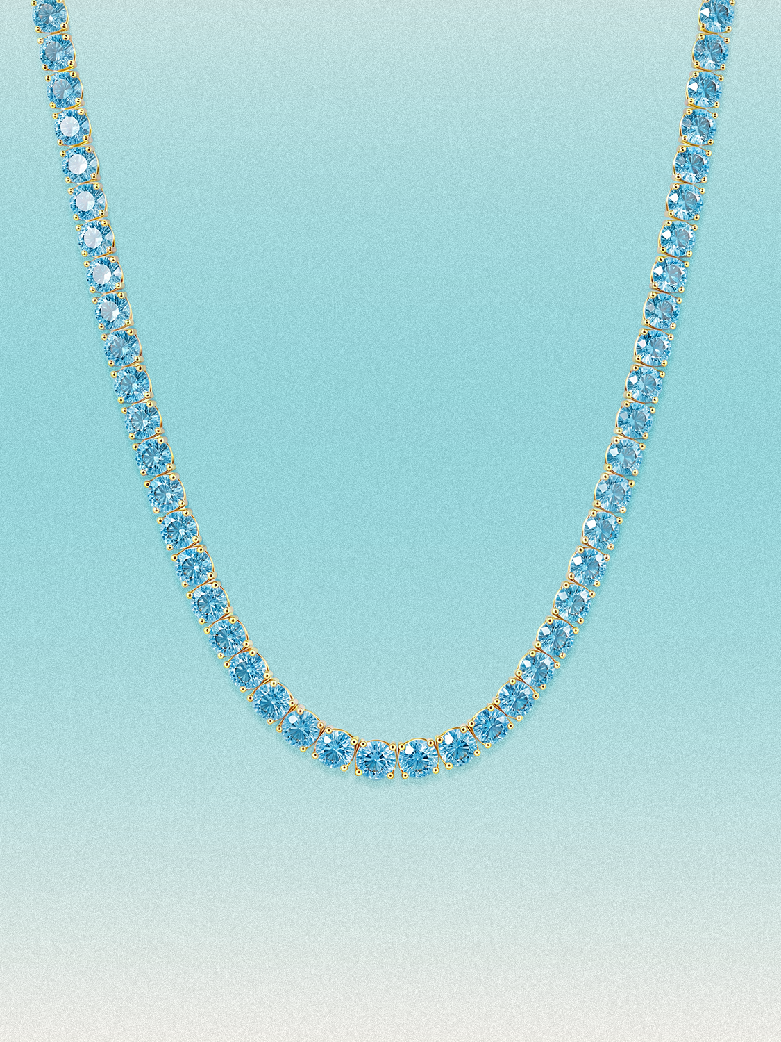 Fancy Blue 4.25mm (27.60-37.80 ctw) Round 4-Prong Lab Grown Diamond Tennis Necklace