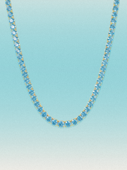 Fancy Blue 4.25mm (27.60-37.80 ctw) Round 4-Prong Lab Grown Diamond Tennis Necklace