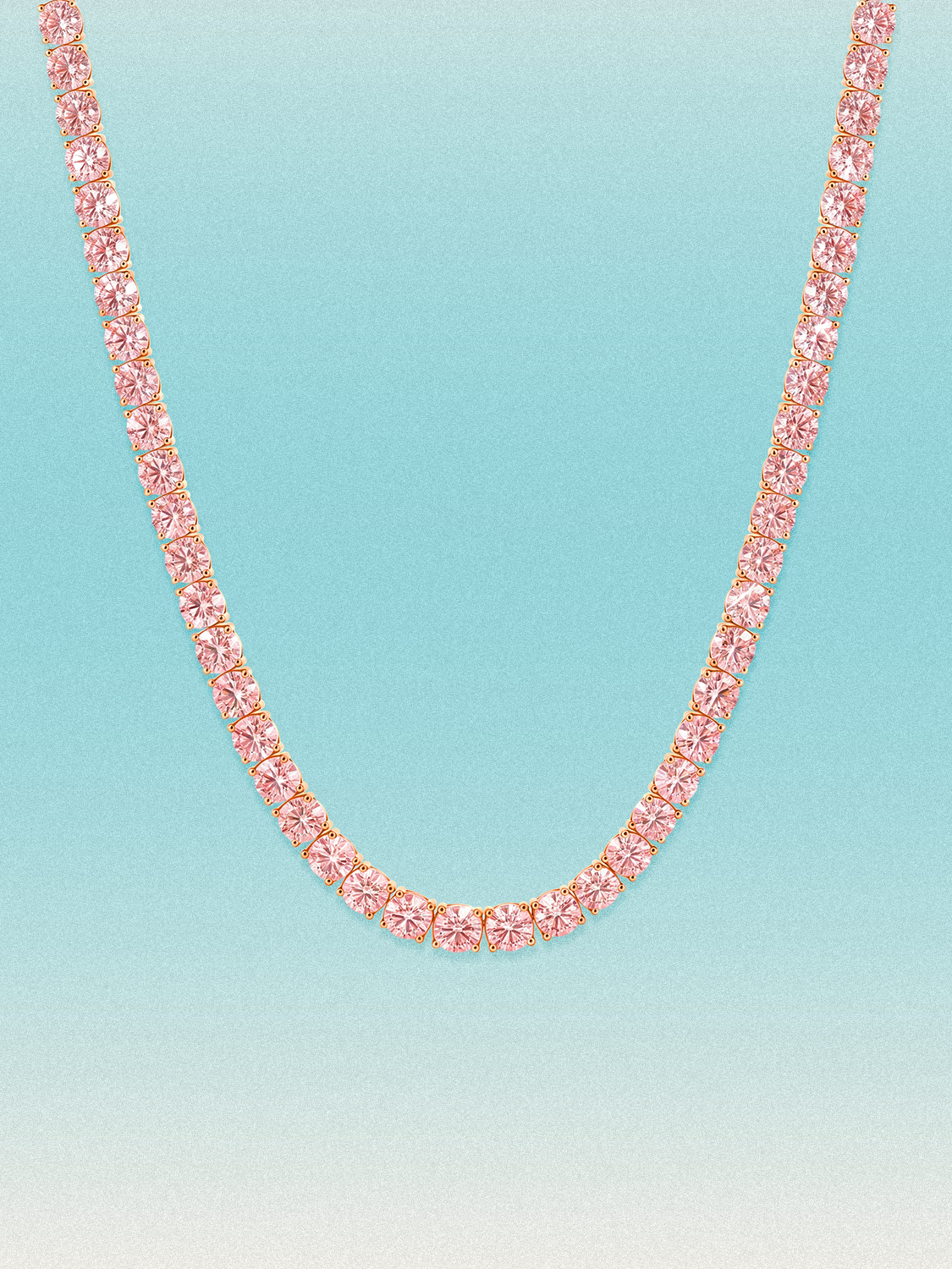 Fancy Pink 4.25mm (27.60-37.80 ctw) Round 4-Prong Lab Grown Diamond Tennis Necklace