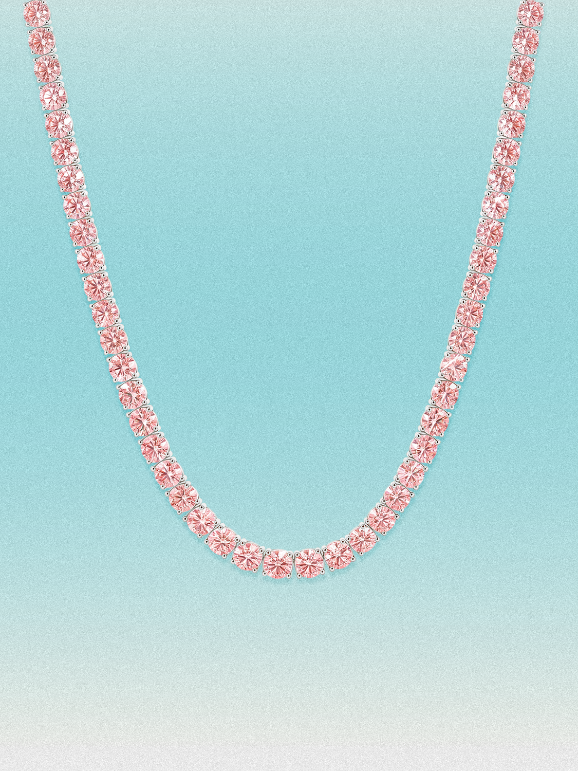 Fancy Pink 4.25mm (27.60-37.80 ctw) Round 4-Prong Lab Grown Diamond Tennis Necklace