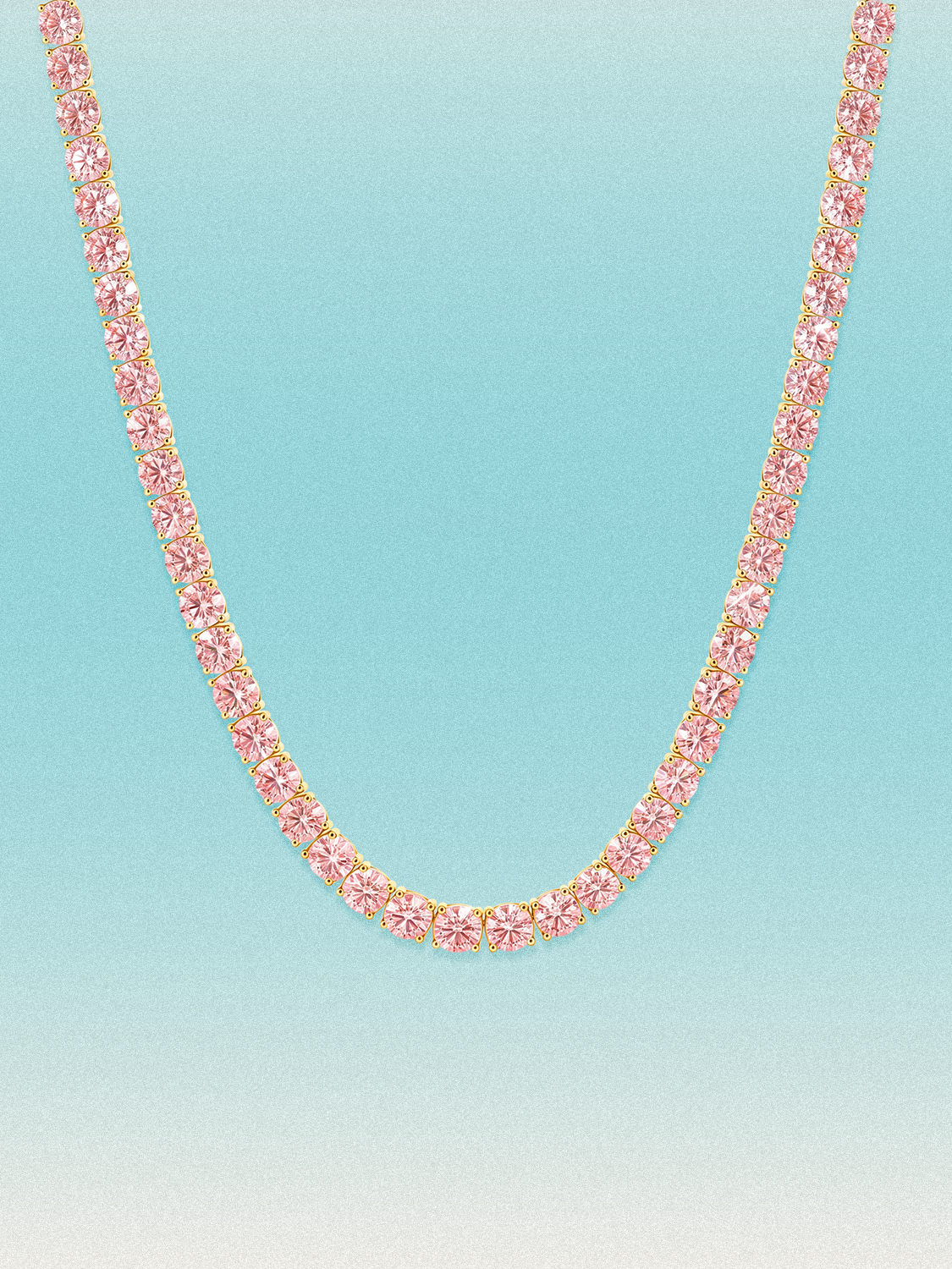 Fancy Pink 4.25mm (27.60-37.80 ctw) Round 4-Prong Lab Grown Diamond Tennis Necklace