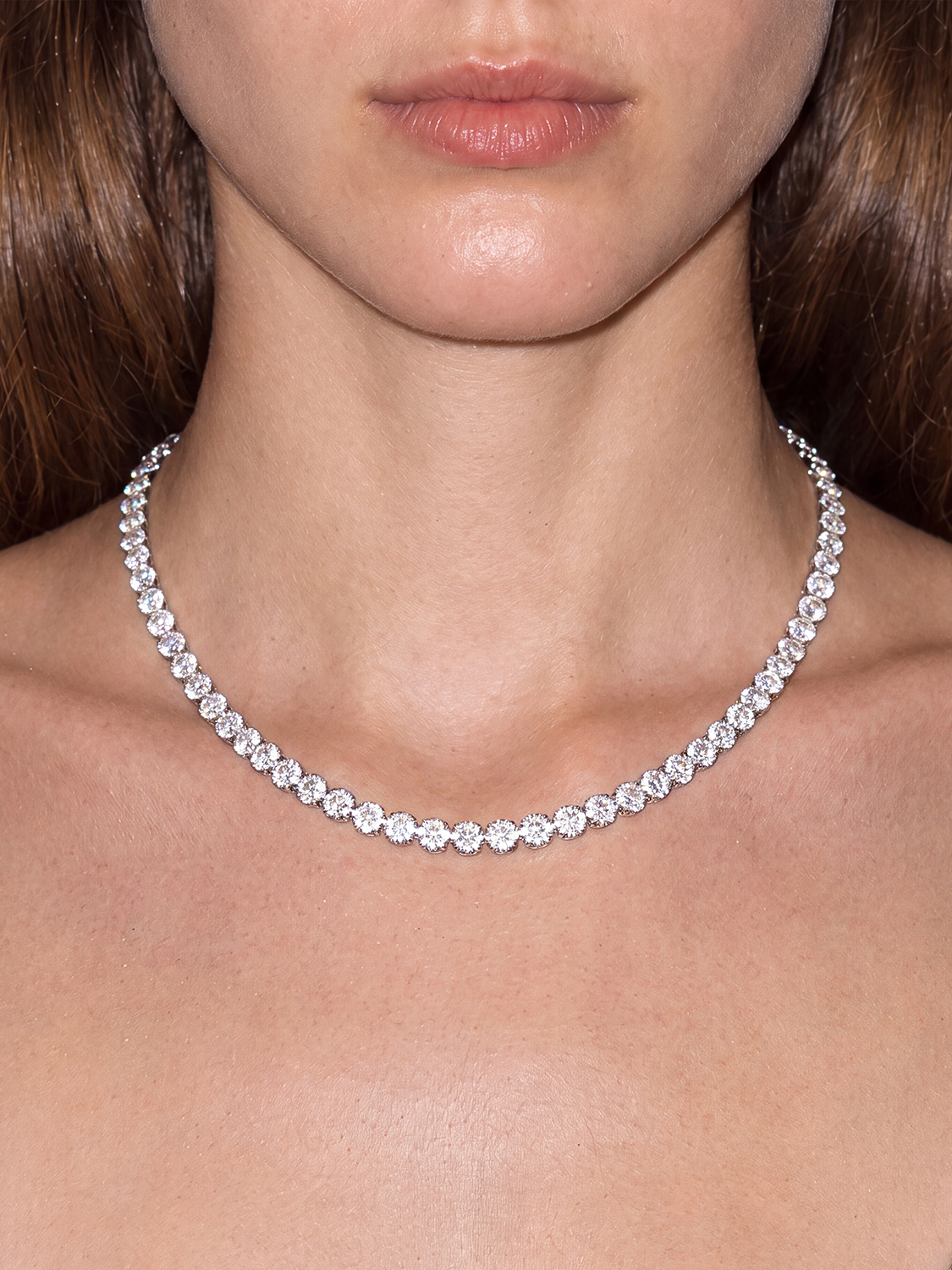 4.25mm (27.60-37.80 ctw) Round 4-Prong Lab Grown Diamond Tennis Necklace
