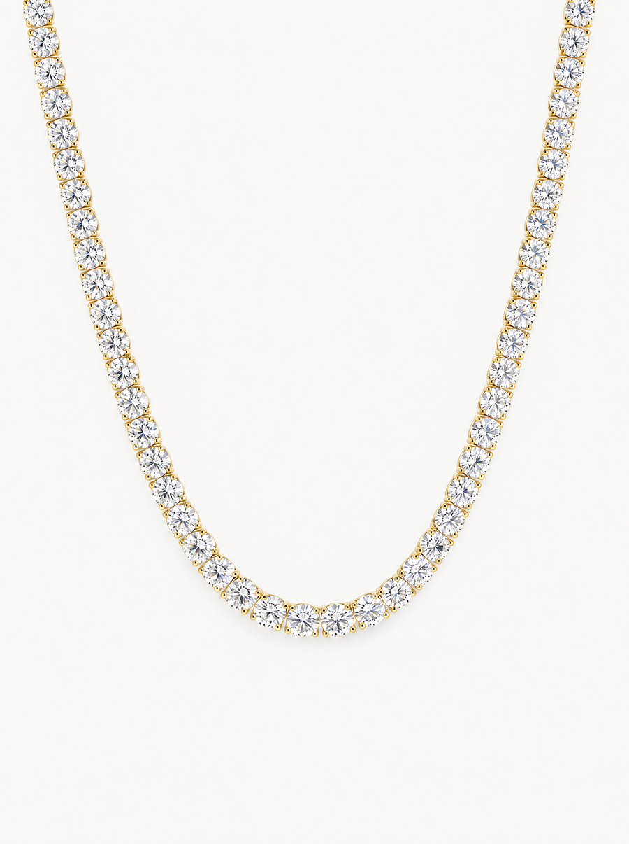 4.25mm (27.60-37.80 ctw) Round 4-Prong Lab Grown Diamond Tennis Necklace