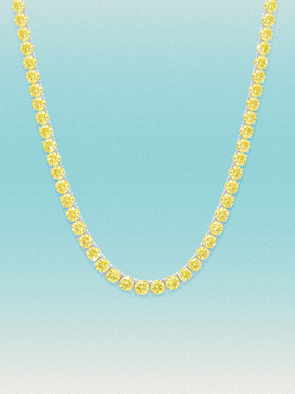Fancy Yellow 4.25mm (27.60-37.80 ctw) Round 4-Prong Lab Grown Diamond Tennis Necklace