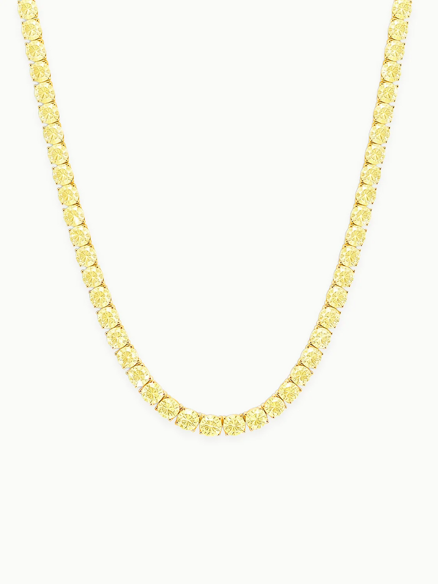 Fancy Yellow 4.25mm (27.60-37.80 ctw) Round 4-Prong Lab Grown Diamond Tennis Necklace