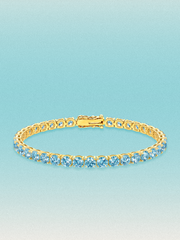 Fancy Blue 4.3mm (12.00 ctw) Round 4-Prong Lab Grown Diamond Tennis Bracelet