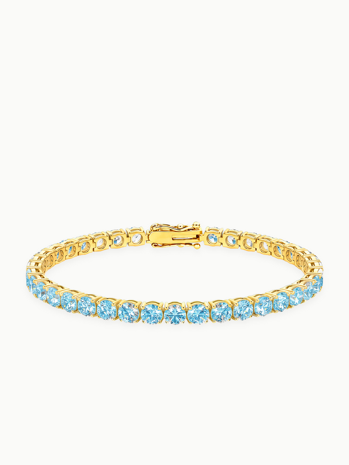 Fancy Blue 4.3mm (12.00 ctw) Round 4-Prong Lab Grown Diamond Tennis Bracelet