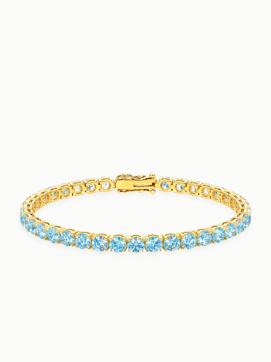 Fancy Blue 4.3mm (12.00 ctw) Round 4-Prong Lab Grown Diamond Tennis Bracelet