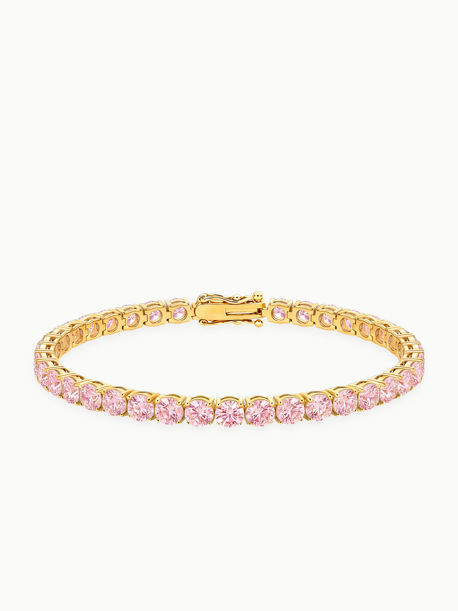 Fancy Pink 4.3mm (12.00 ctw) Round 4-Prong Lab Grown Diamond Tennis Bracelet