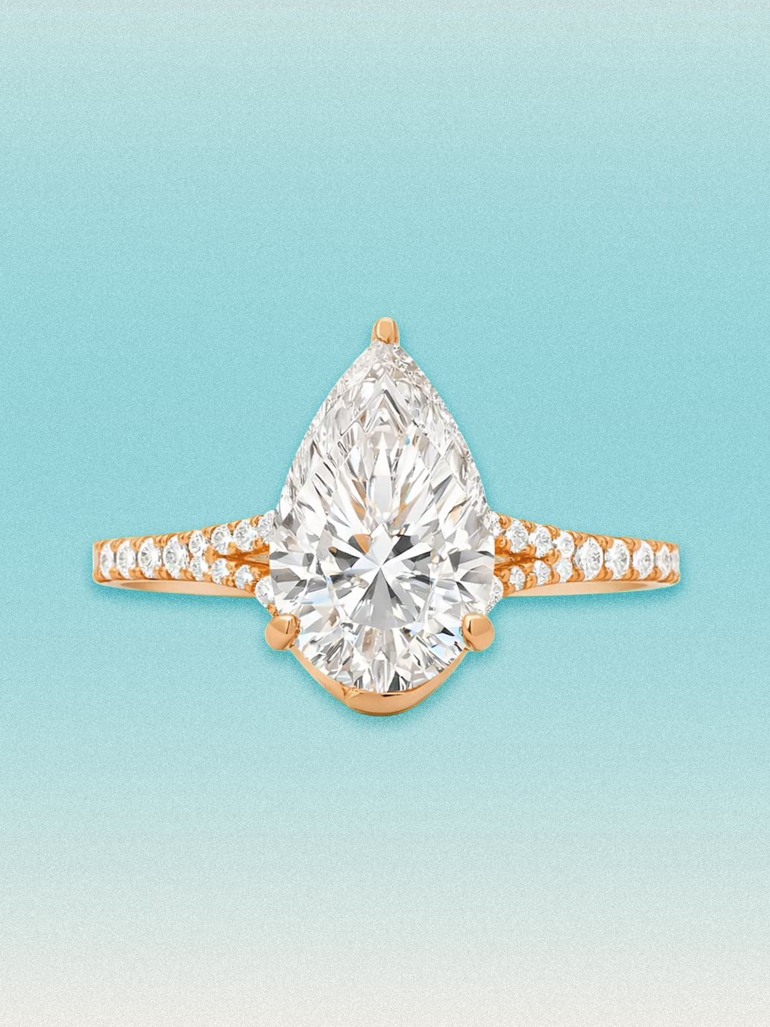 4.50 ctw Pear Hidden Halo Split Shank Pave Lab Grown Diamond Engagement Ring