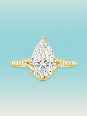 4.50 ctw Pear Hidden Halo Split Shank Pave Lab Grown Diamond Engagement Ring