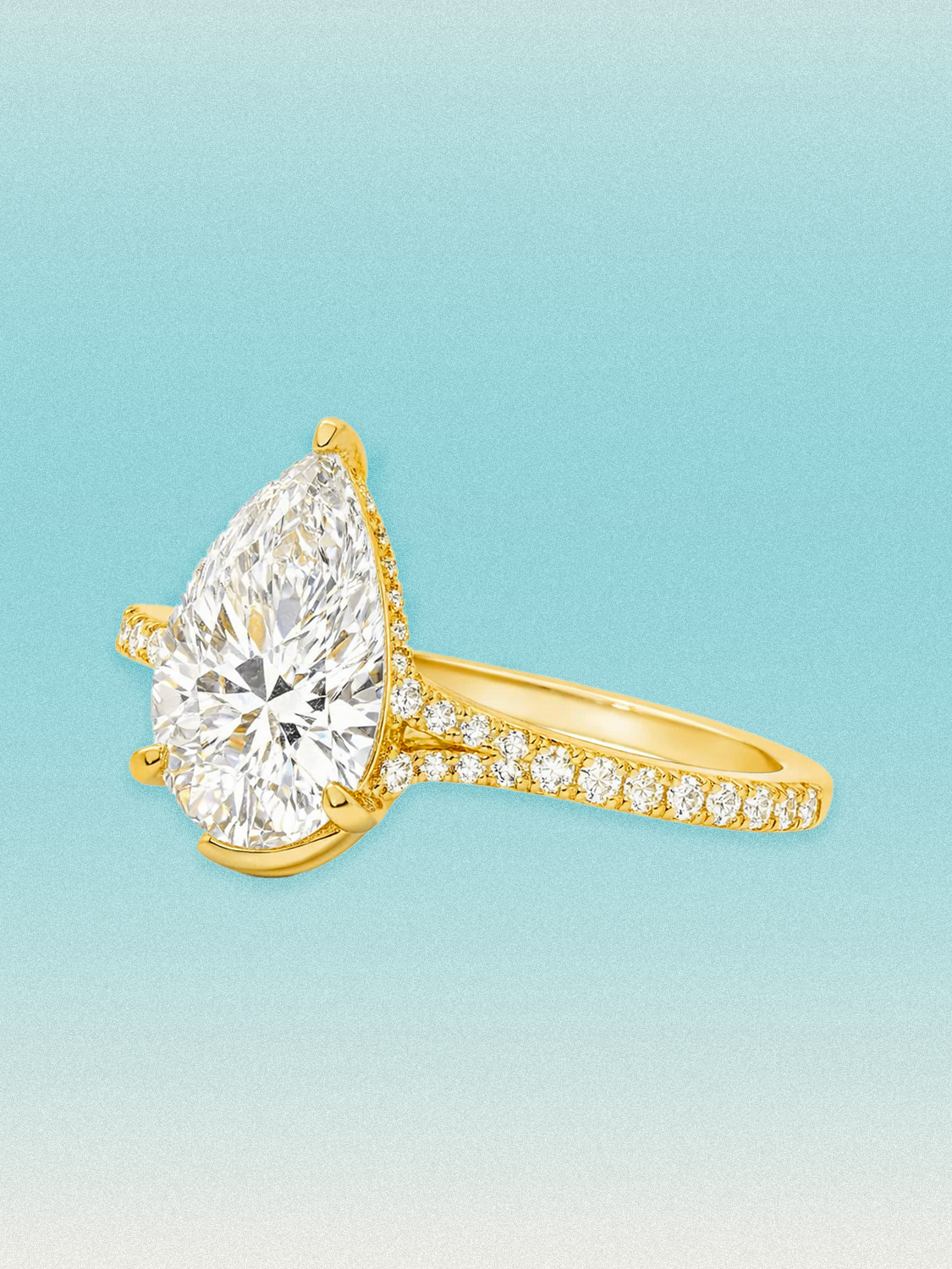 4.50 ctw Pear Hidden Pave Lab Grown Diamond Engagement Ring