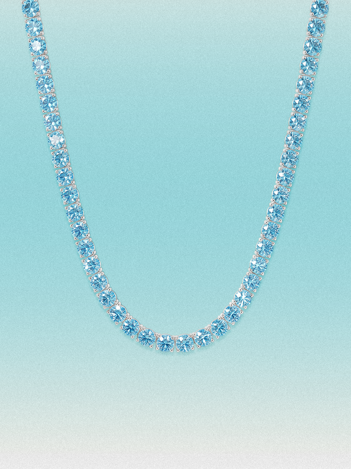 Fancy Blue 4.5mm (37.50-41.00 ctw) Round 4-Prong Lab Grown Diamond Tennis Necklace