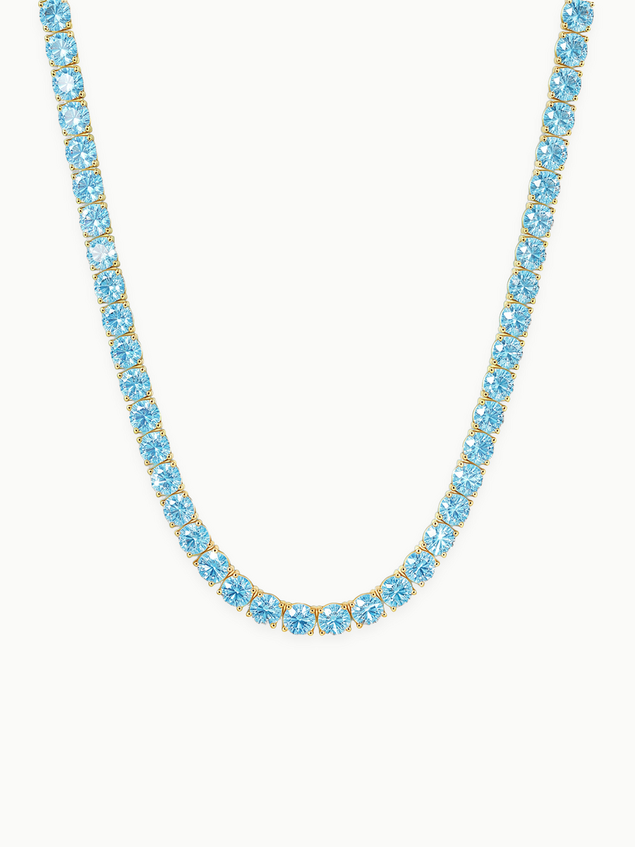 Fancy Blue 4.5mm (37.50-41.00 ctw) Round 4-Prong Lab Grown Diamond Tennis Necklace