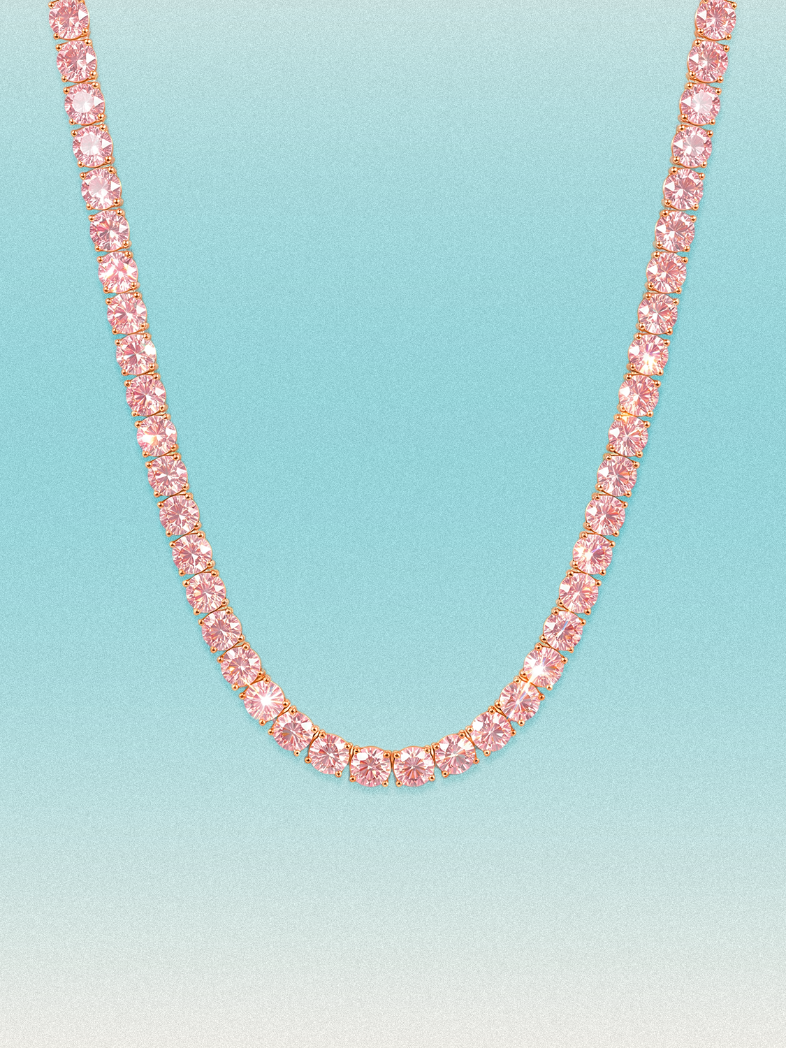 Fancy Pink 4.5mm (37.50-41.00 ctw) Round 4-Prong Lab Grown Diamond Tennis Necklace