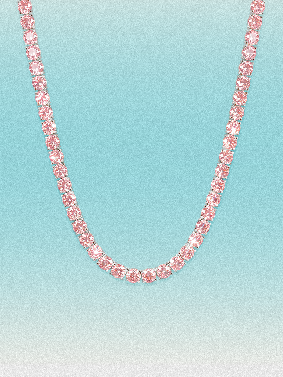 Fancy Pink 4.5mm (37.50-41.00 ctw) Round 4-Prong Lab Grown Diamond Tennis Necklace