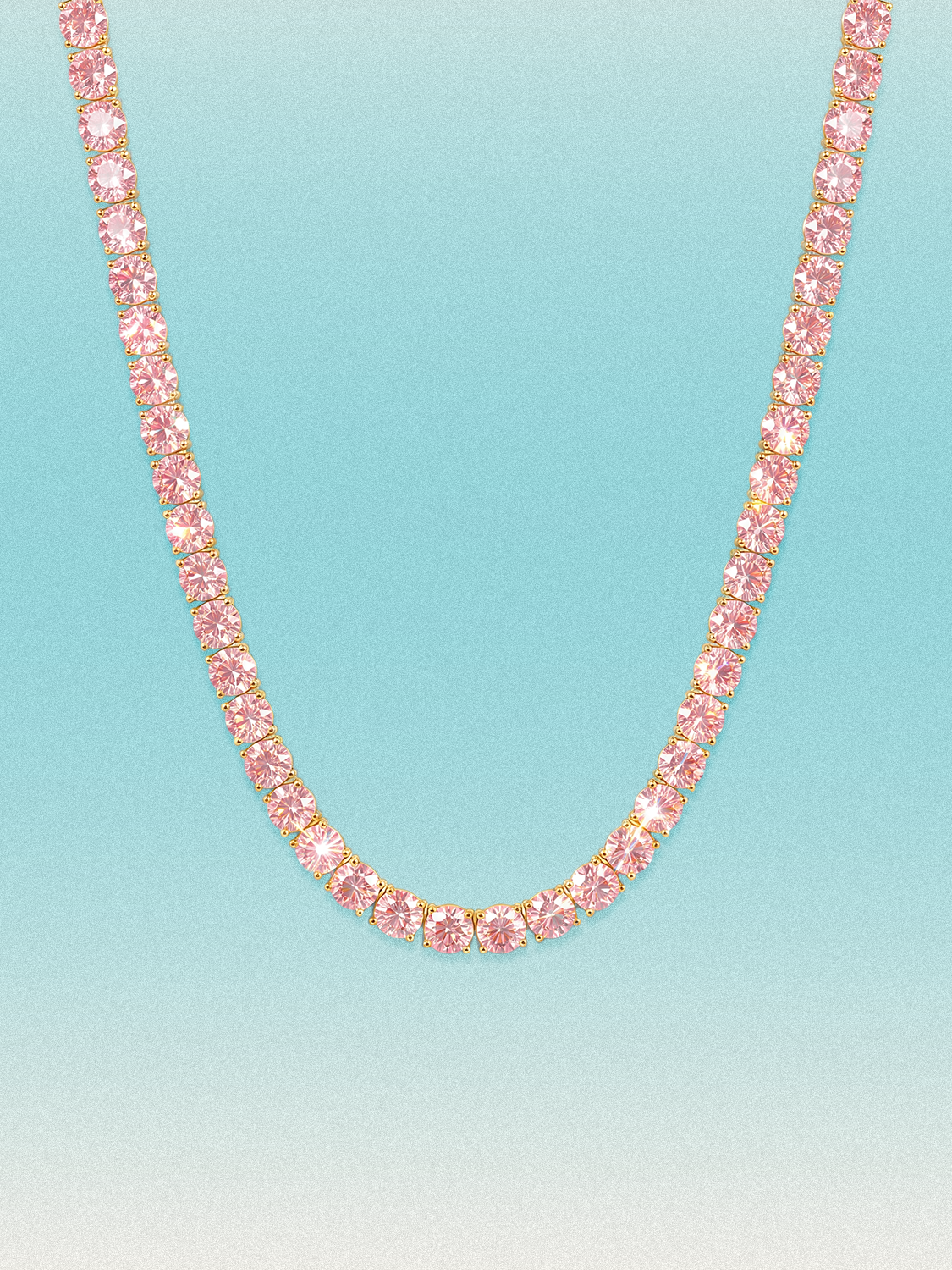 Fancy Pink 4.5mm (37.50-41.00 ctw) Round 4-Prong Lab Grown Diamond Tennis Necklace