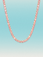 Fancy Pink 4.5mm (37.50-41.00 ctw) Round 4-Prong Lab Grown Diamond Tennis Necklace