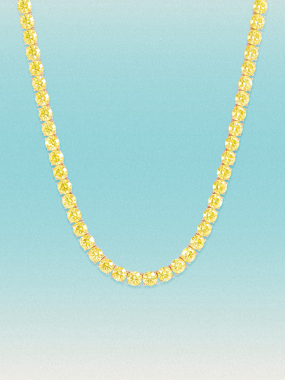 Fancy Yellow 4.5mm (37.50-41.00 ctw) Round 4-Prong Lab Grown Diamond Tennis Necklace