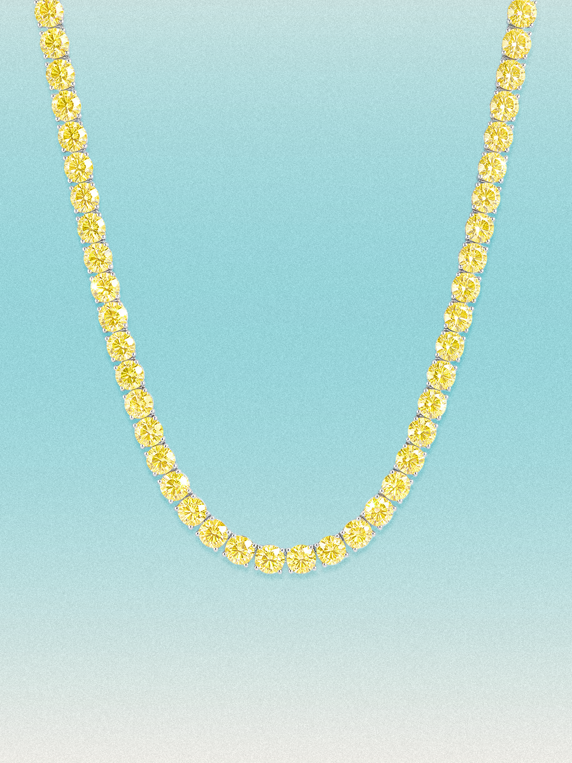Fancy Yellow 4.5mm (37.50-41.00 ctw) Round 4-Prong Lab Grown Diamond Tennis Necklace