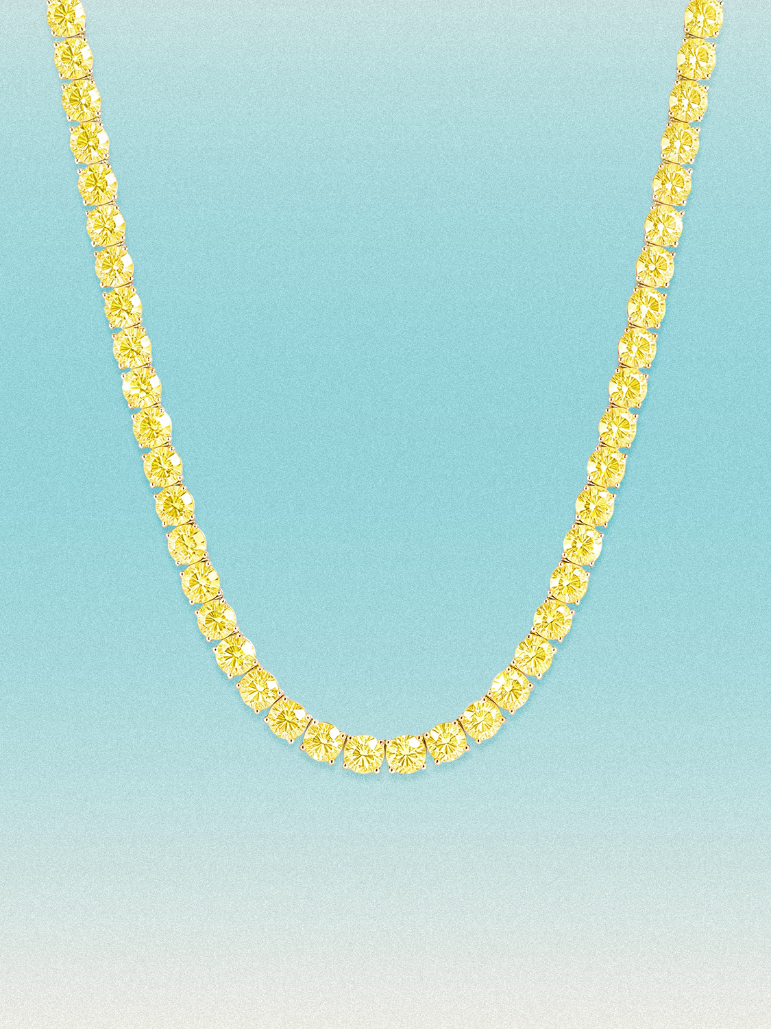 Fancy Yellow 4.5mm (37.50-41.00 ctw) Round 4-Prong Lab Grown Diamond Tennis Necklace