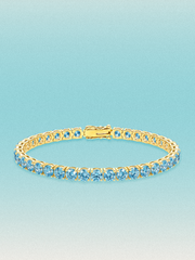 Fancy Blue 4.6mm (13.00 ctw) Round 4-Prong Lab Grown Diamond Tennis Bracelet