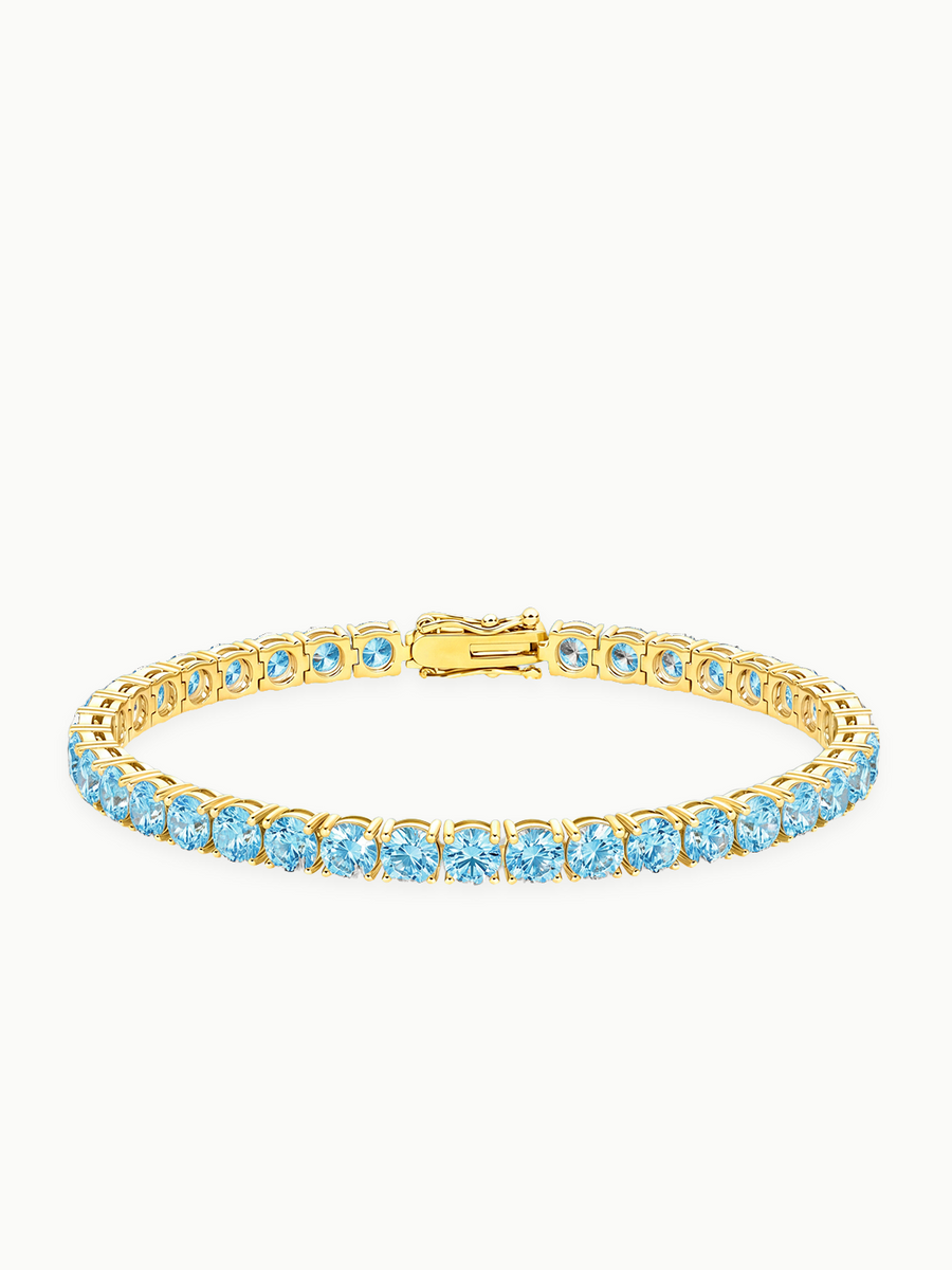 Fancy Blue 4.6mm (13.00 ctw) Round 4-Prong Lab Grown Diamond Tennis Bracelet