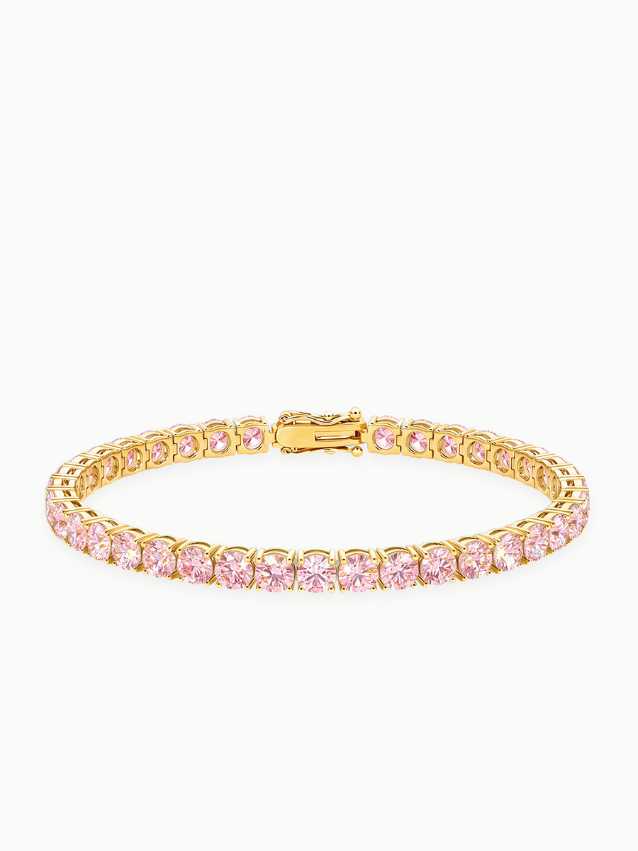 Fancy Pink 4.6mm (13.00 ctw) Round 4-Prong Lab Grown Diamond Tennis Bracelet
