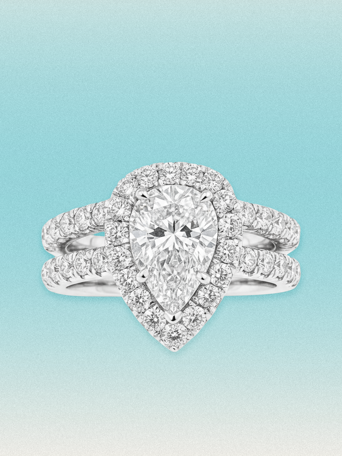 4.70 ctw Pear Halo Pave Lab Grown Diamond Bridal Set