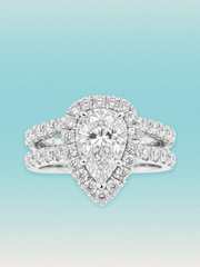 4.70 ctw Pear Halo Pave Lab Grown Diamond Bridal Set