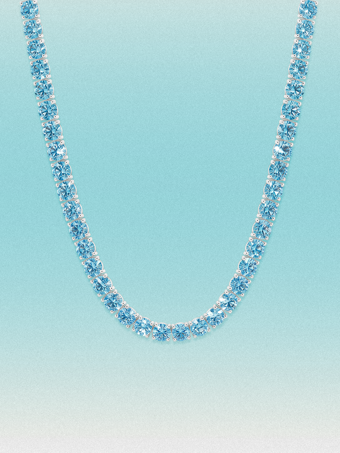 Fancy Blue 4.75mm (42.50-47.00 ctw) Round 4-Prong Lab Grown Diamond Tennis Necklace