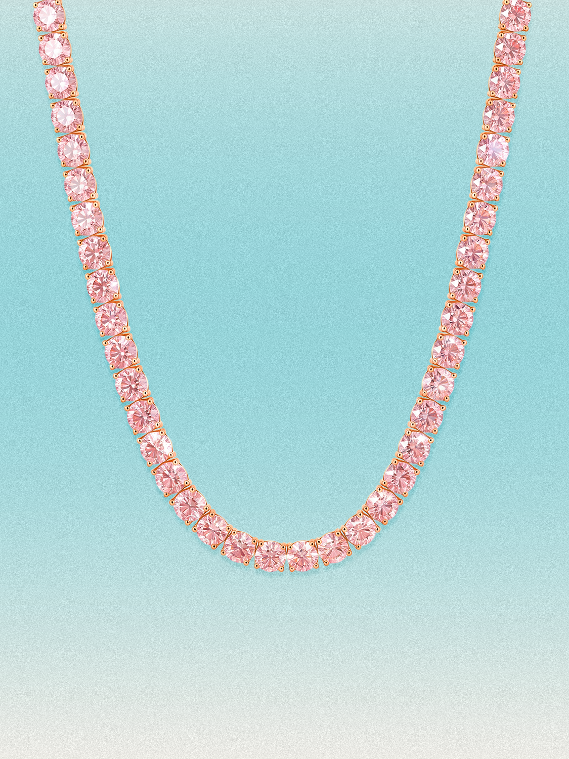 Fancy Pink 4.75mm (42.50-47.00 ctw) Round 4-Prong Lab Grown Diamond Tennis Necklace