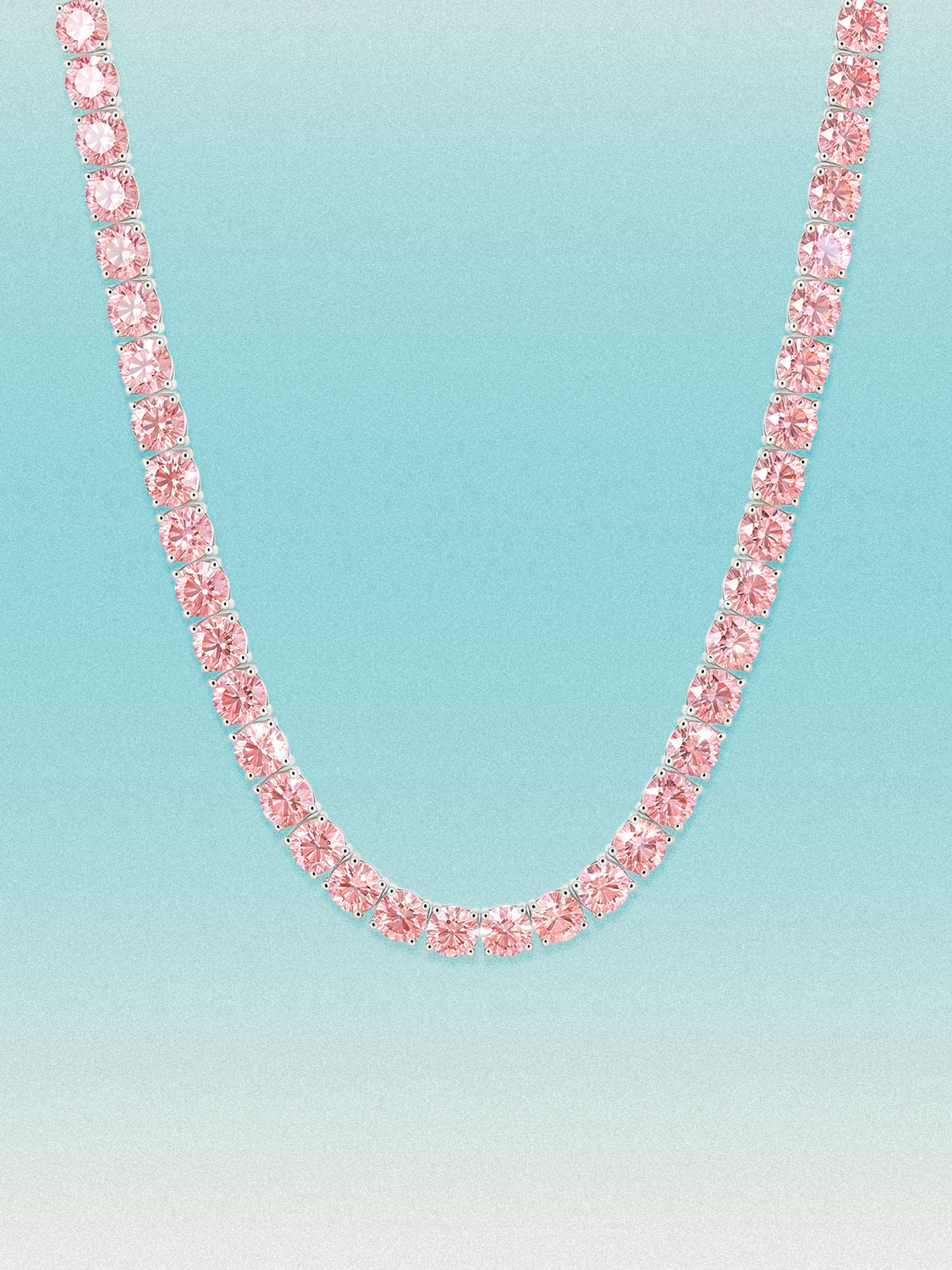 Fancy Pink 4.75mm (42.50-47.00 ctw) Round 4-Prong Lab Grown Diamond Tennis Necklace