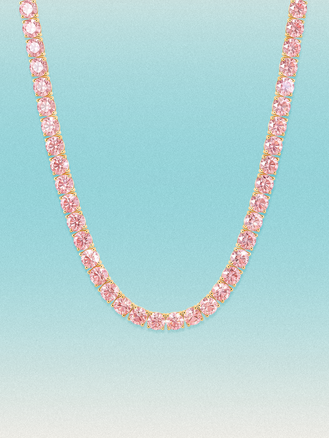 Fancy Pink 4.75mm (42.50-47.00 ctw) Round 4-Prong Lab Grown Diamond Tennis Necklace