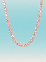 Fancy Pink 4.75mm (42.50-47.00 ctw) Round 4-Prong Lab Grown Diamond Tennis Necklace