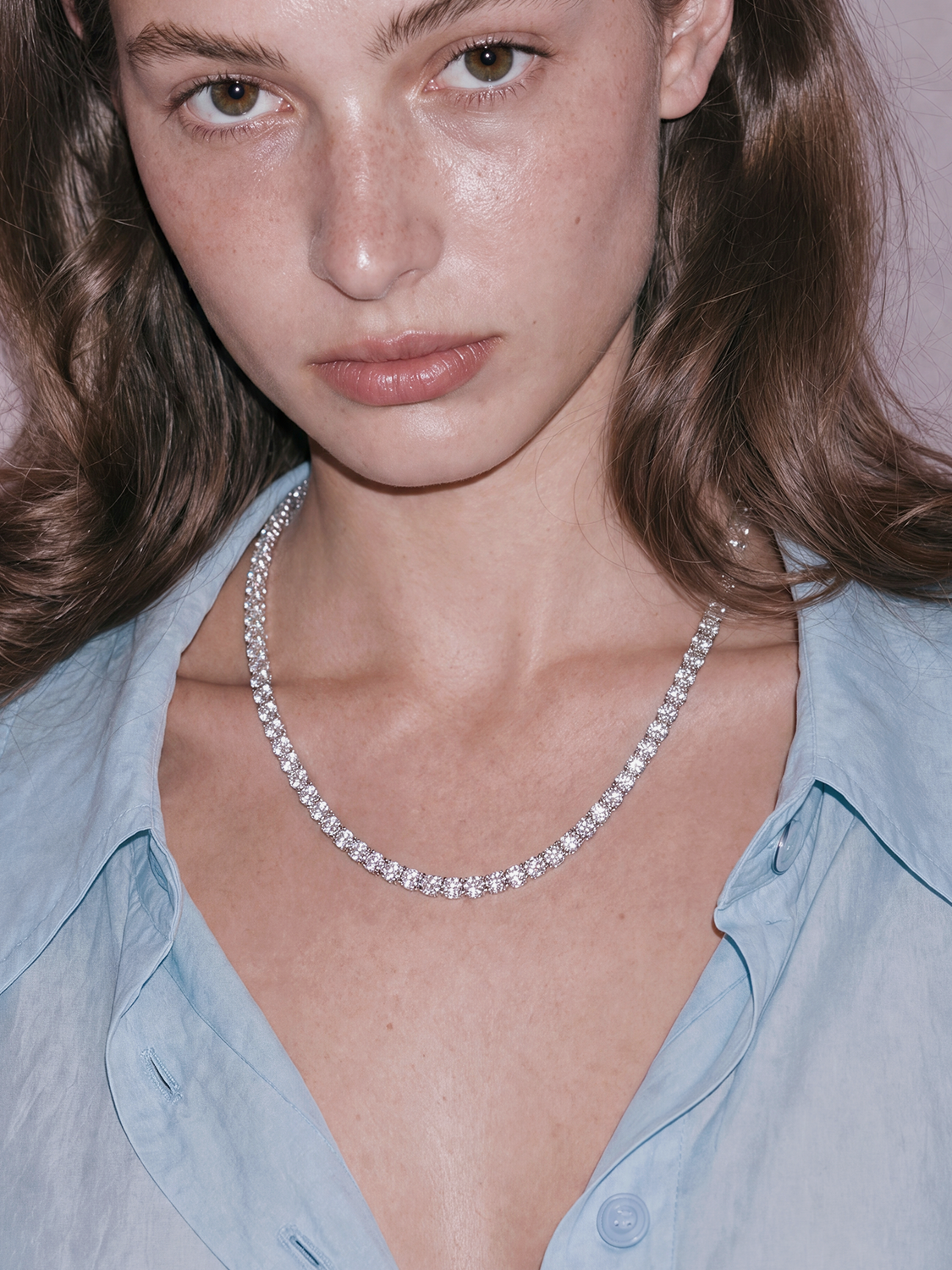 4.75mm (42.50-47.00 ctw) Round 4-Prong Lab Grown Diamond Tennis Necklace
