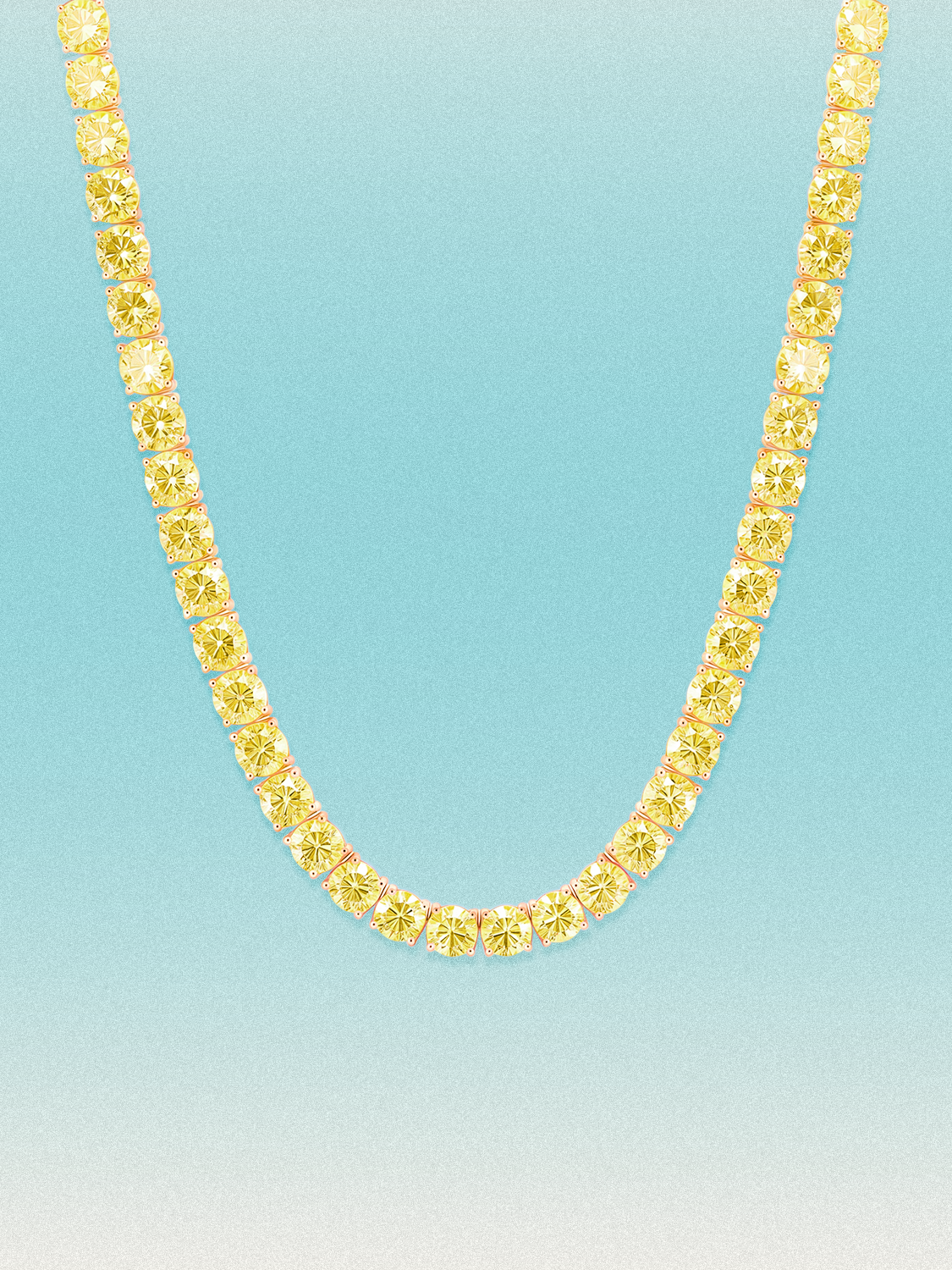 Fancy Yellow 4.75mm (42.50-47.00 ctw) Round 4-Prong Lab Grown Diamond Tennis Necklace