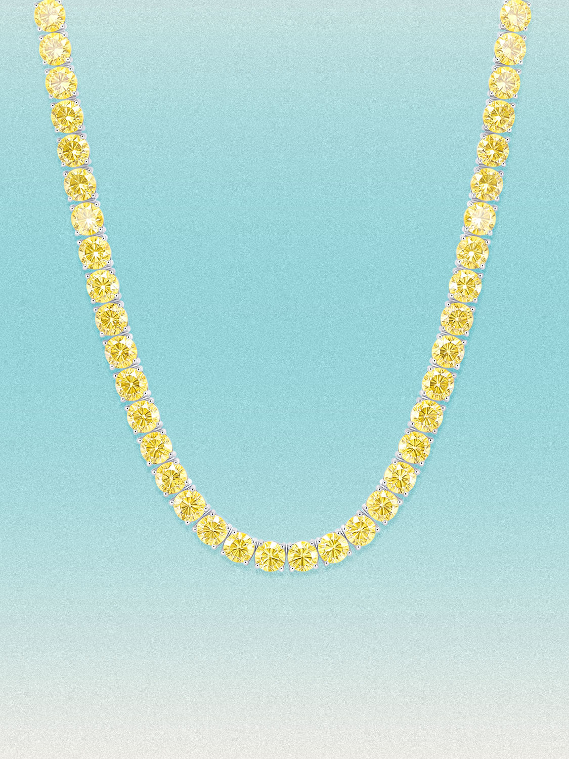 Fancy Yellow 4.75mm (42.50-47.00 ctw) Round 4-Prong Lab Grown Diamond Tennis Necklace