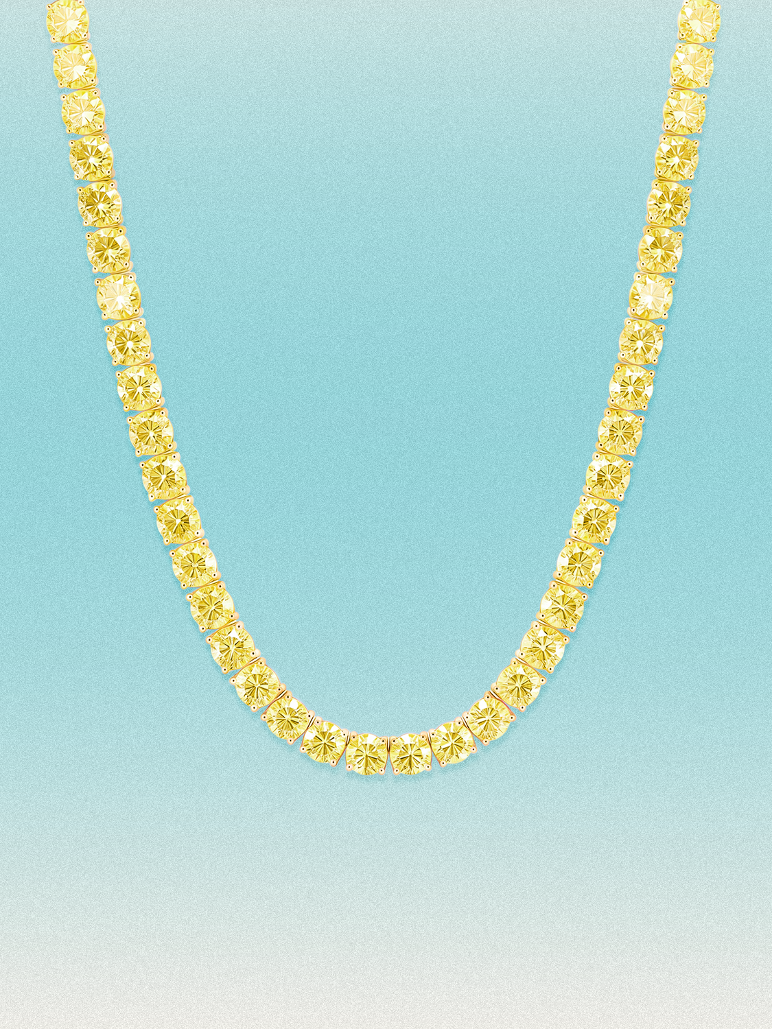 Fancy Yellow 4.75mm (42.50-47.00 ctw) Round 4-Prong Lab Grown Diamond Tennis Necklace