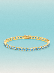 Fancy Blue 4mm (10.00 ctw) Round 4-Prong Lab Grown Diamond Tennis Bracelet